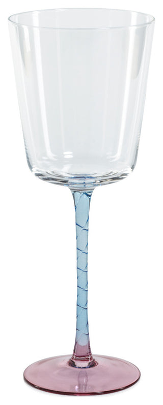 4-Piece Sachi Red Wine Glass Set, Pink and Blue