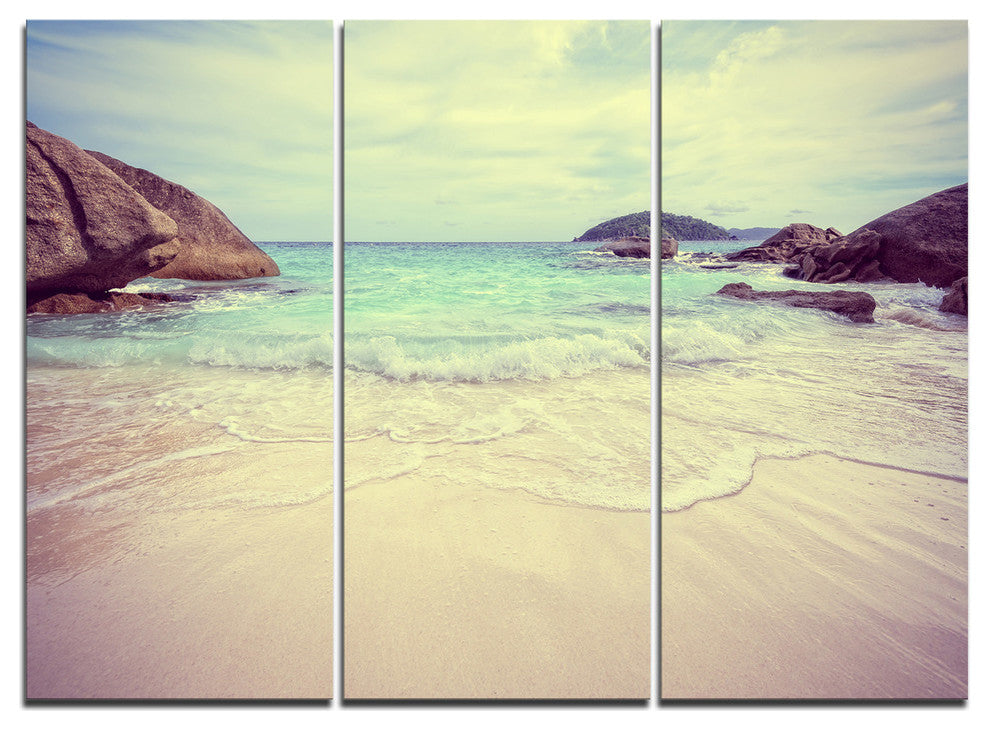 "Vintage-Style Seashore Thailand" Metal Wall Art, 3 Panels, 36"x28"