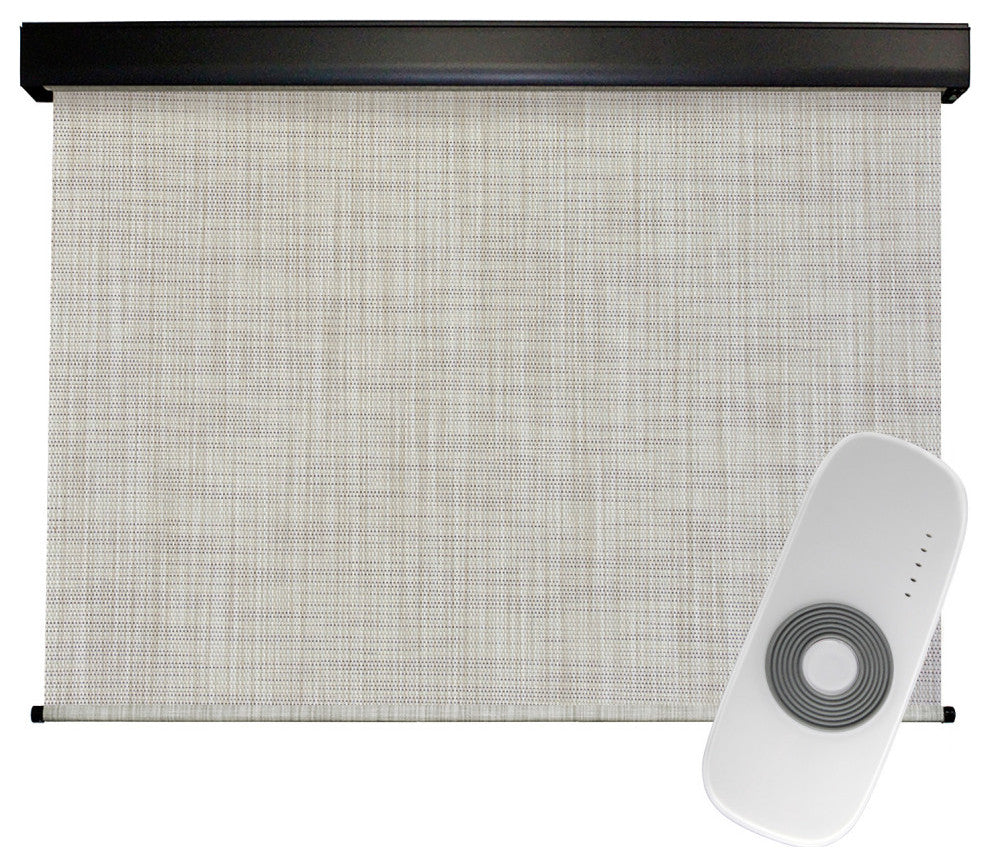 Outdoor Valanced Remote Control Operated Sunshade, Pearl Fabric, Titanium, 48x96