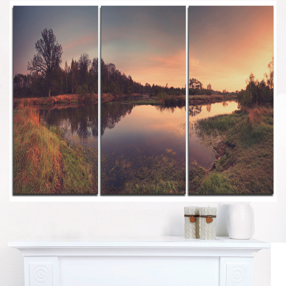 "Yellow Tinged Spring Mountains" Metal Wall Art, 3 Panels, 36"x28"