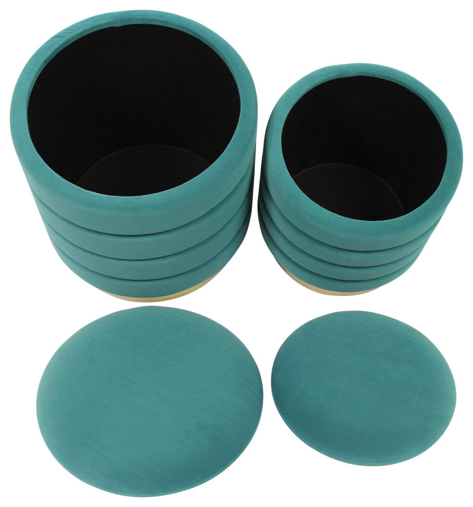 Saturn Teal Storage Ottomans - Set of 2