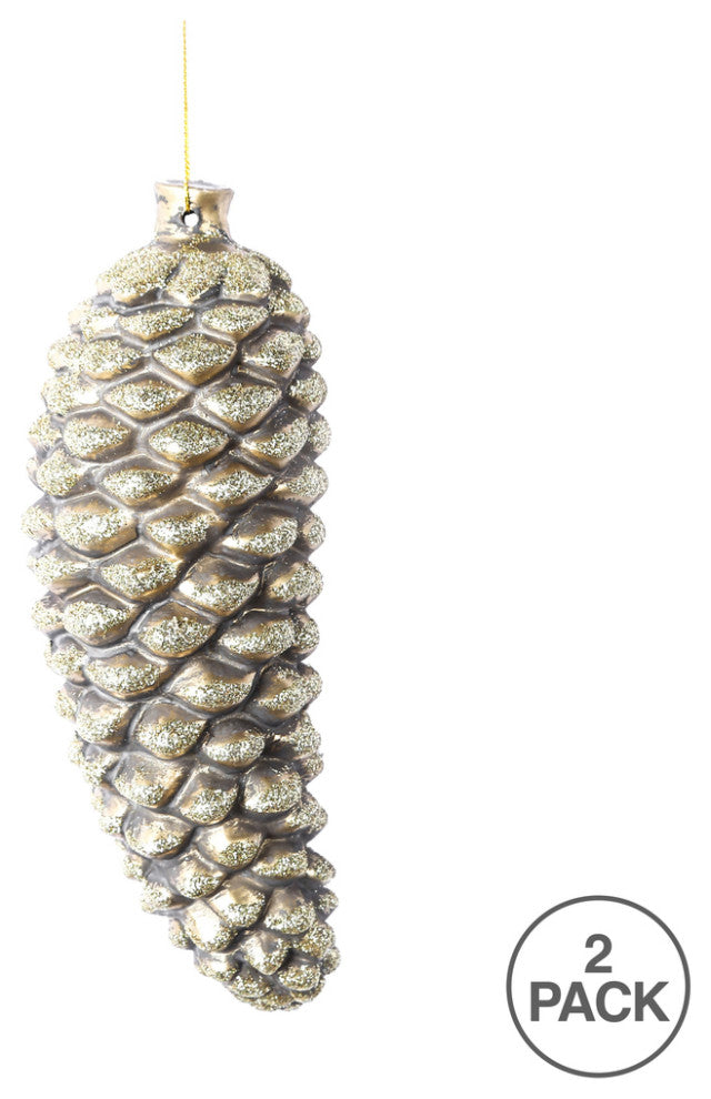 Vickerman Mc194738 8" Champagne Antique Pinecone Christmas Ornament