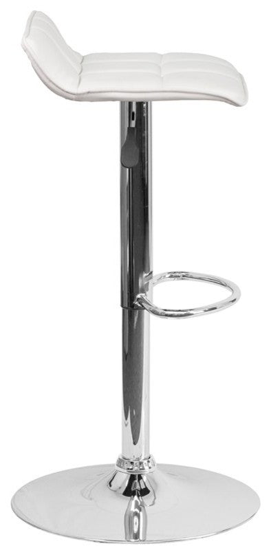 Estella Luna Low-Back White Vinyl Swivel Adjustable Barstool