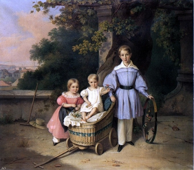 Angust Anton Tischbein Children on a Balcony Trieste Wall Decal
