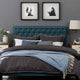 Contemporary Modern Full and Queen Size Tufted Headboard, Fabric, Navy Blue