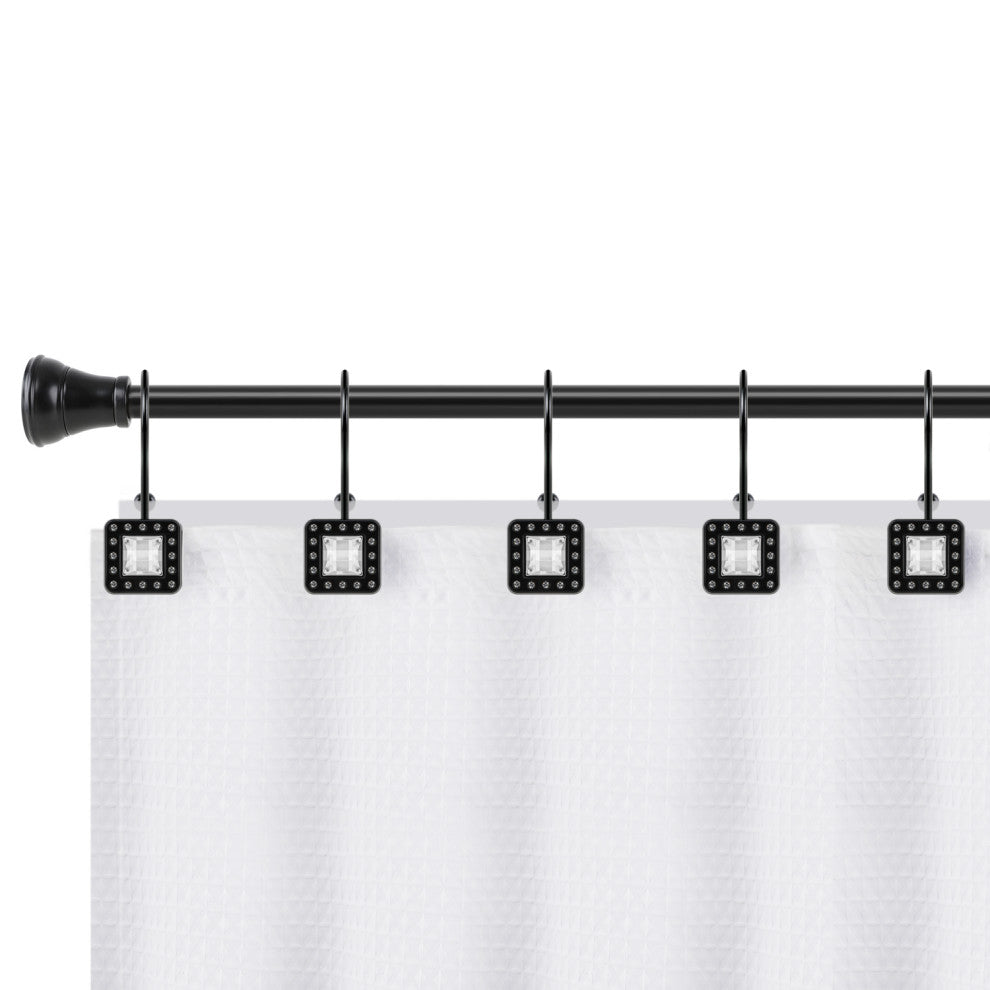 Utopia Alley Shower Hooks - Double Shower Curtain Rings for Bathroom, Black