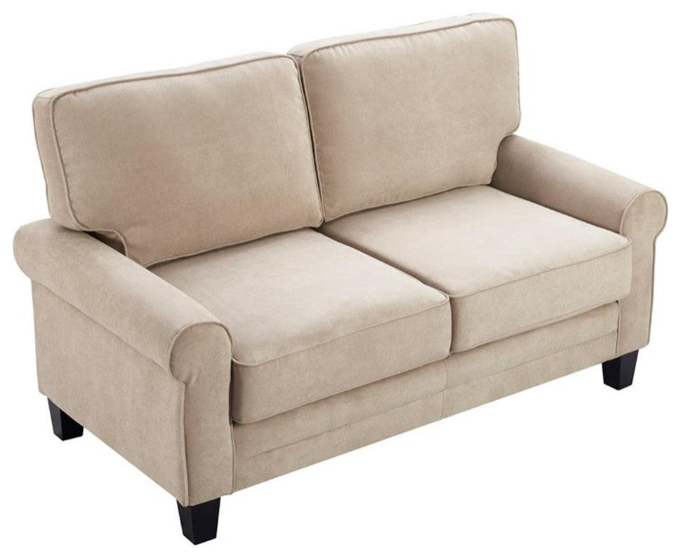 Serta Copenhagen 61" Round Arm Fabric Loveseat with Storage Soft Beige