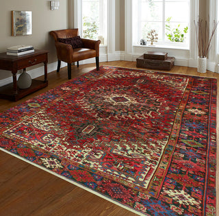 Fine Vintage Heriz Leia Red/Charcoal Runner, 7'7 x 10'0