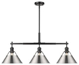 Golden Lighting Orwell 3-Light Linear Pendant, Black/Pewter, 3306-LPBLK-PW