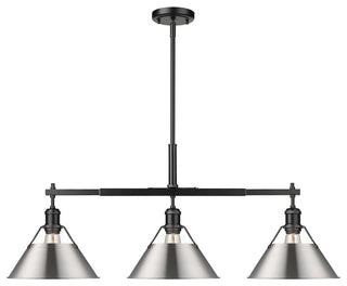 Golden Lighting Orwell 3-Light Linear Pendant, Black/Pewter, 3306-LPBLK-PW