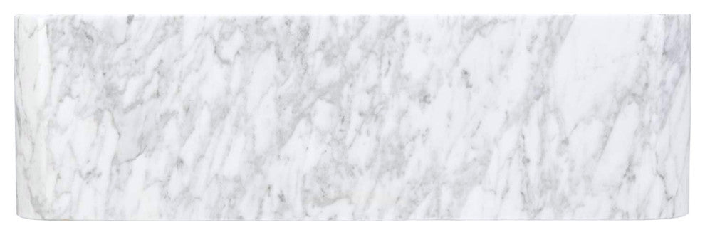 Single Bowl Kitchen Sink, Carrara White Marble With Polished Apron