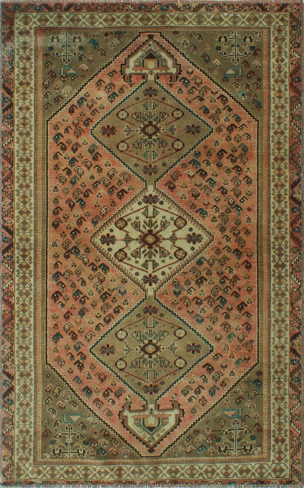 Fine Vintage Distressed Hafize Rose Rug