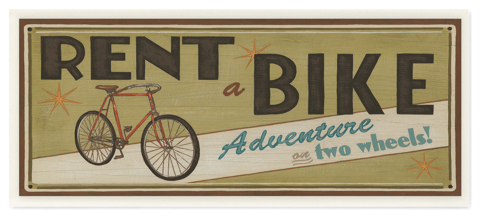 "Khaki Rent A Bike Store Sign" Wall Plaque Art