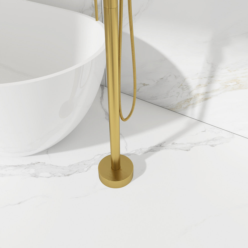 Freestanding Double Handle Clawfoot Tub Faucet, Gold
