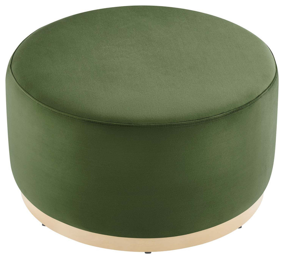 Tilden Large 29" Round Performance Velvet Upholstered Ottoman
