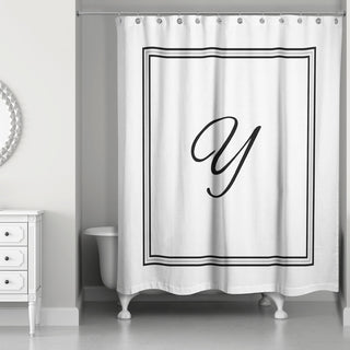 Classic White Monogrammed Shower Curtain, Y