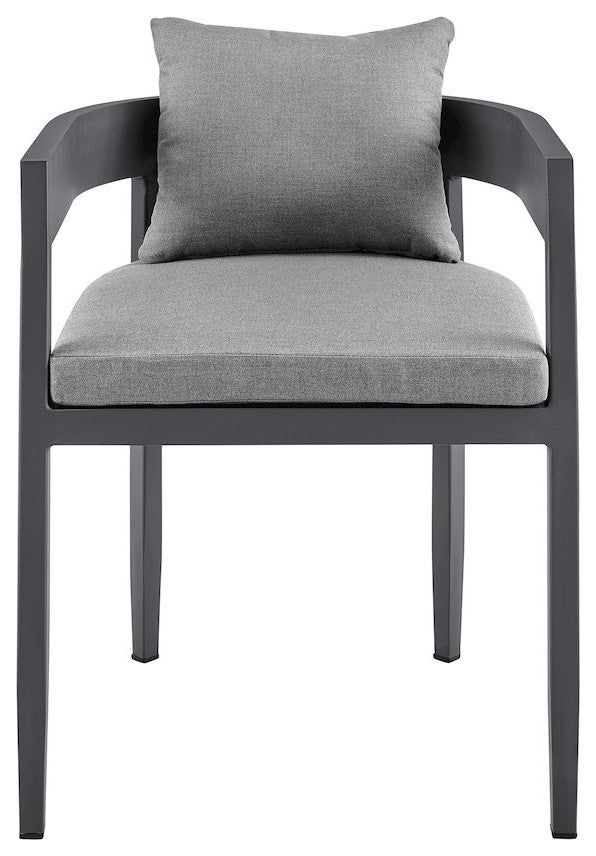 Menorca Outdoor Patio Dining Chairs in Aluminum with Gray Cushions - Set of 2
