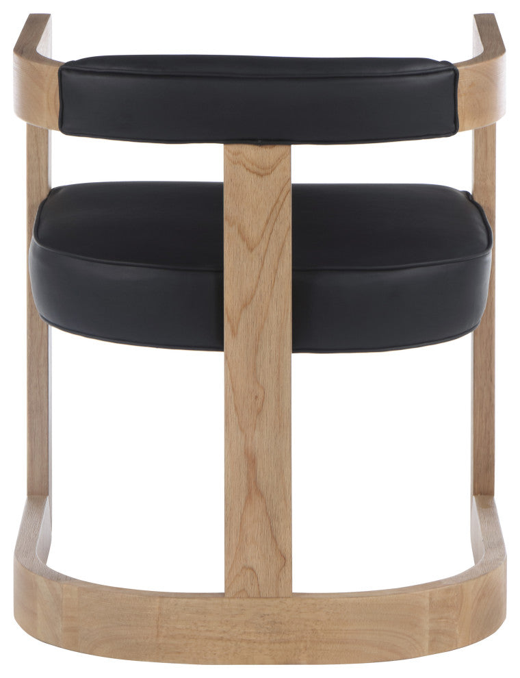 Manchester Faux Leather Upholstered Dining Chair, Black, Natural Finish