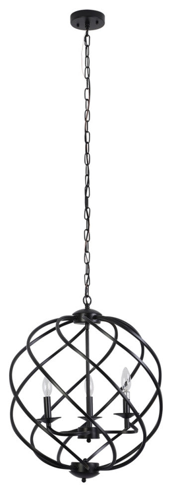 CHLOE Lighting CH6H807BK19-UP3 JERICHO Farmhouse 3 Light Black Ceiling Pendant