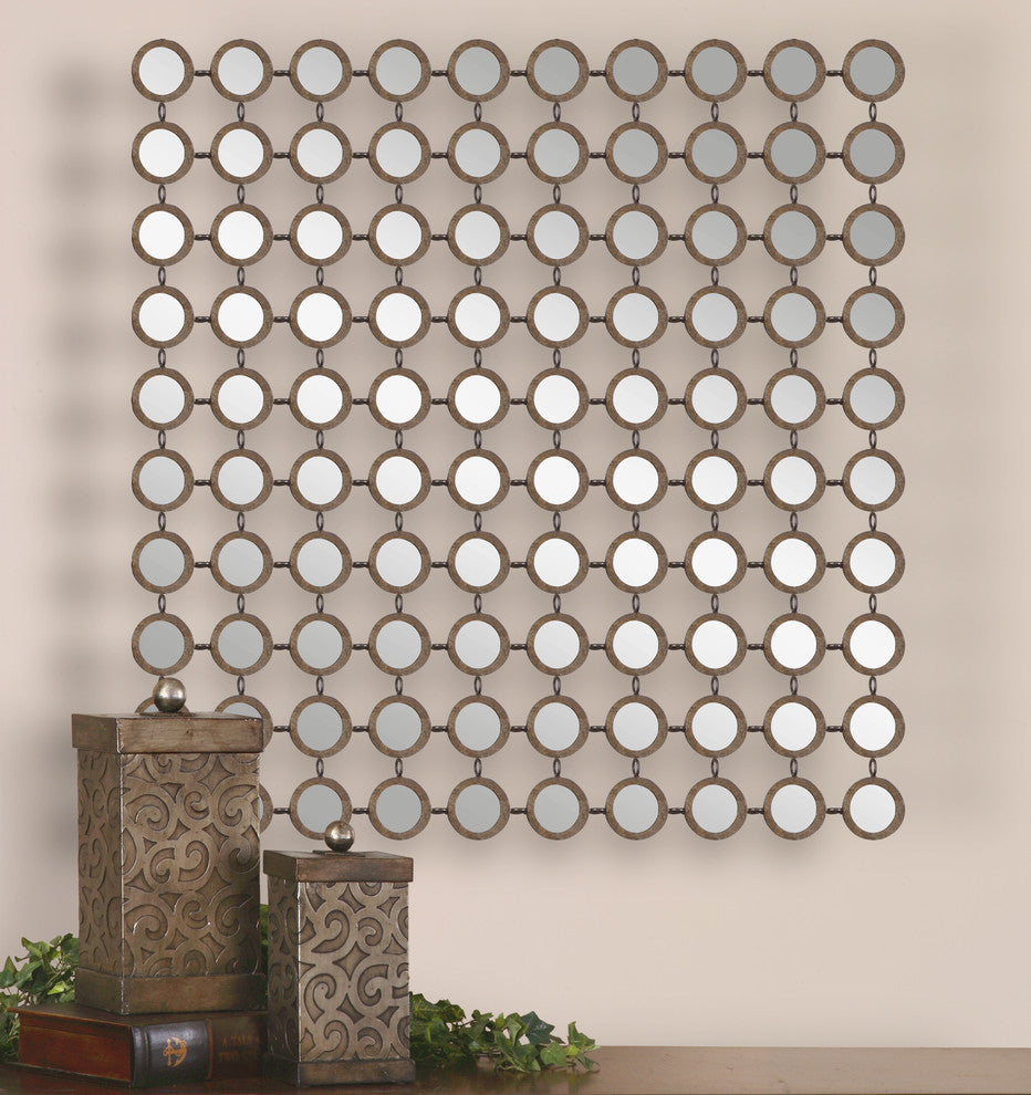 Spectacular XL Mirrored Wall Art Contemporary Square, 40" Mosaic Mid Century