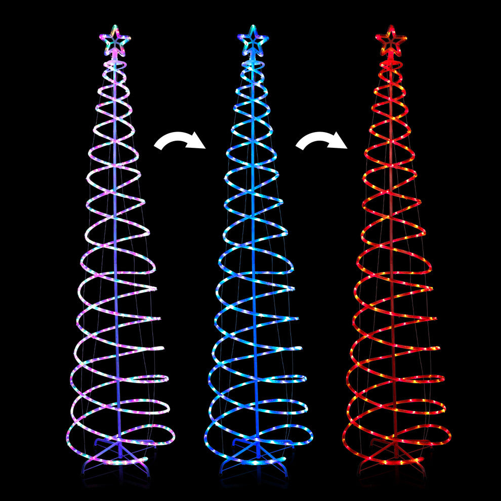 Spiral Multi-Function Over 7 Feet Tall Christmas Tree with Multicolor LED Lights