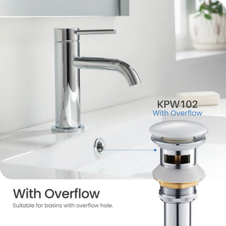 Pop Up Drain Stopper Full Cover With Overflow, KPW102, Ceramic White
