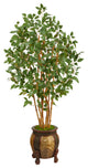 5.5' Ficus Bushy Artificial Tree, Decorative Planter