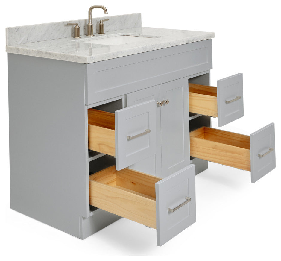 Ariel Hamlet 43" Rectangle Sink Bath Vanity, 1.5" Carrara Marble