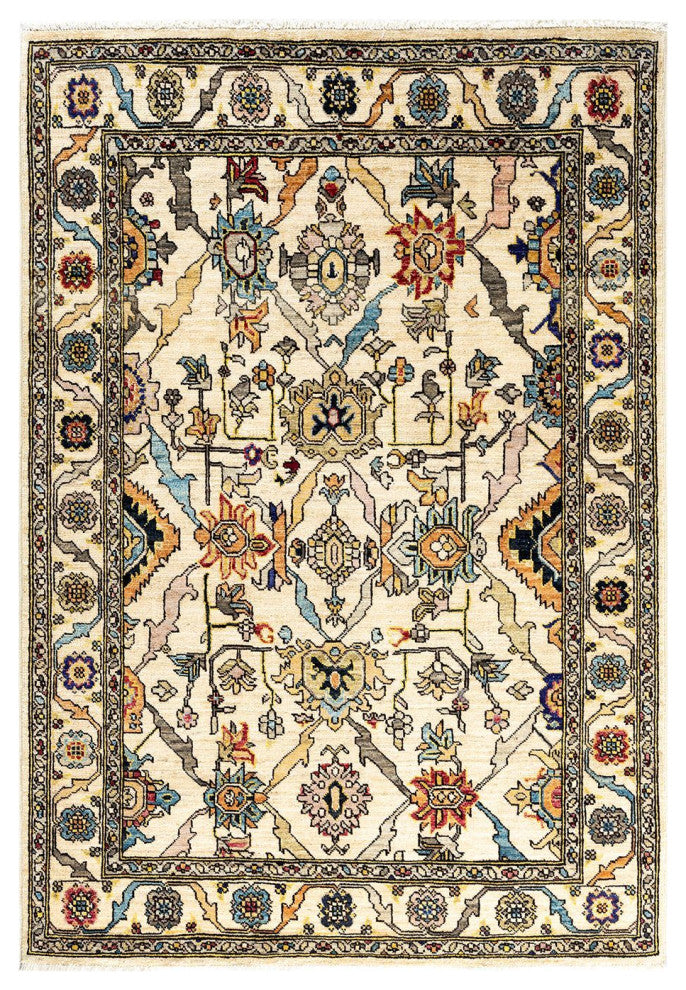 Serapi One-of-a-Kind Hand-Knotted Area Rug Ivory, 3' 11" x 5' 7"