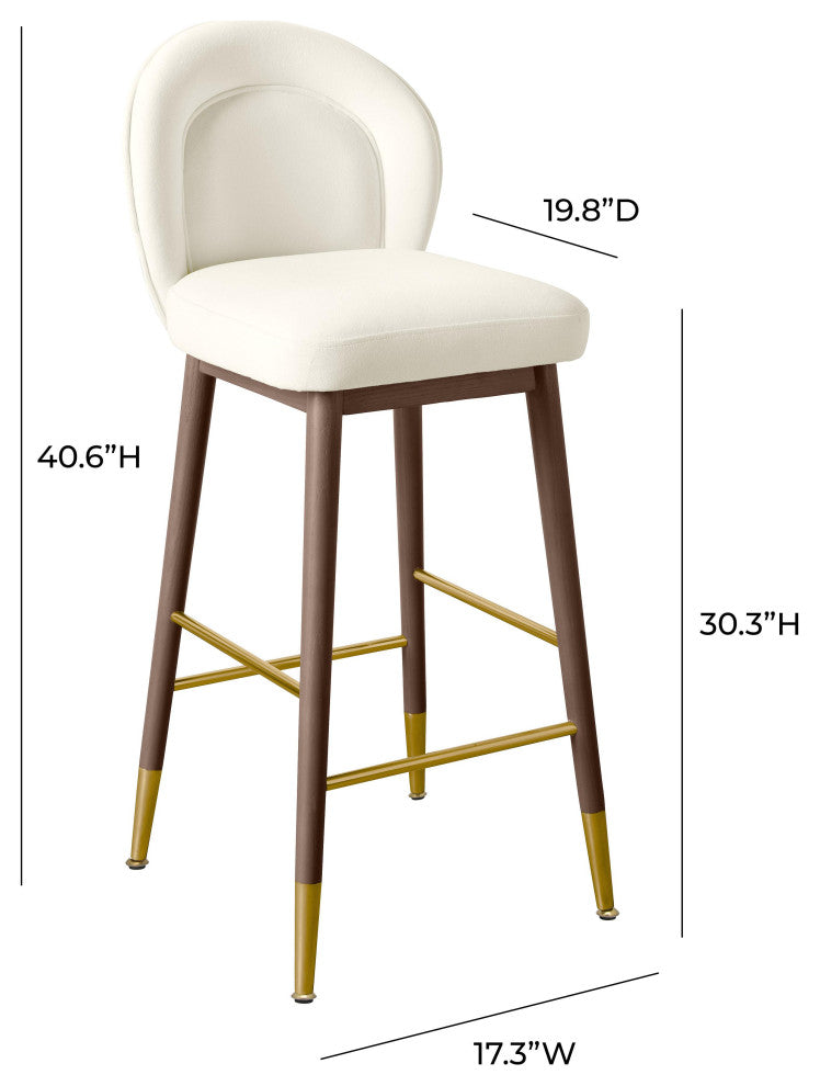 Hailey Cream Velvet Barstool