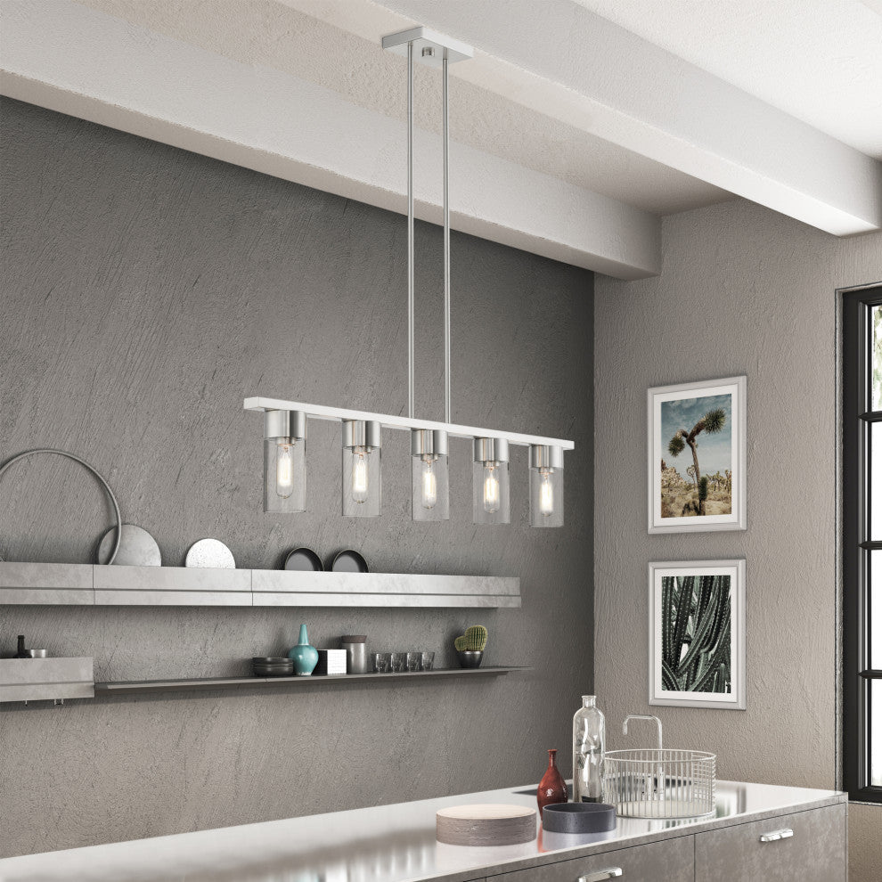 Carson 5 Light Brushed Nickel Linear Chandelier