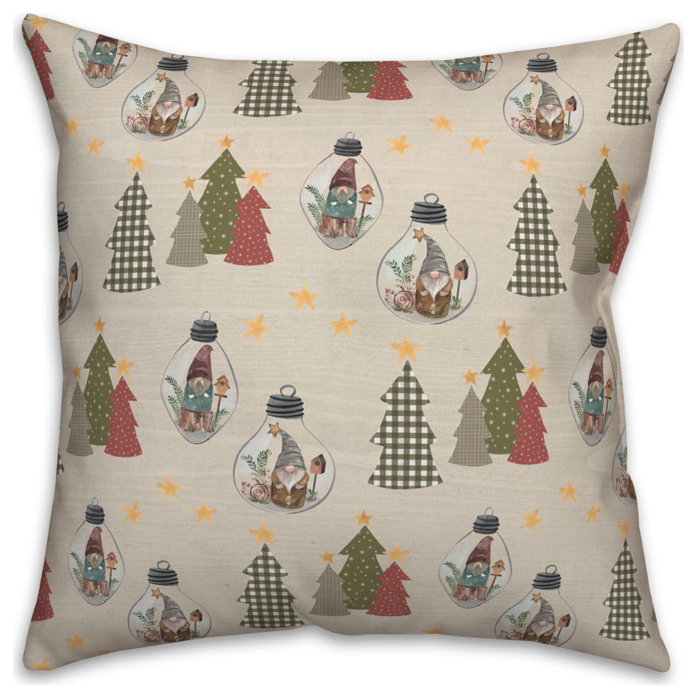 Cream Tree and Globe Pattern 18x18 Spun Poly Pillow