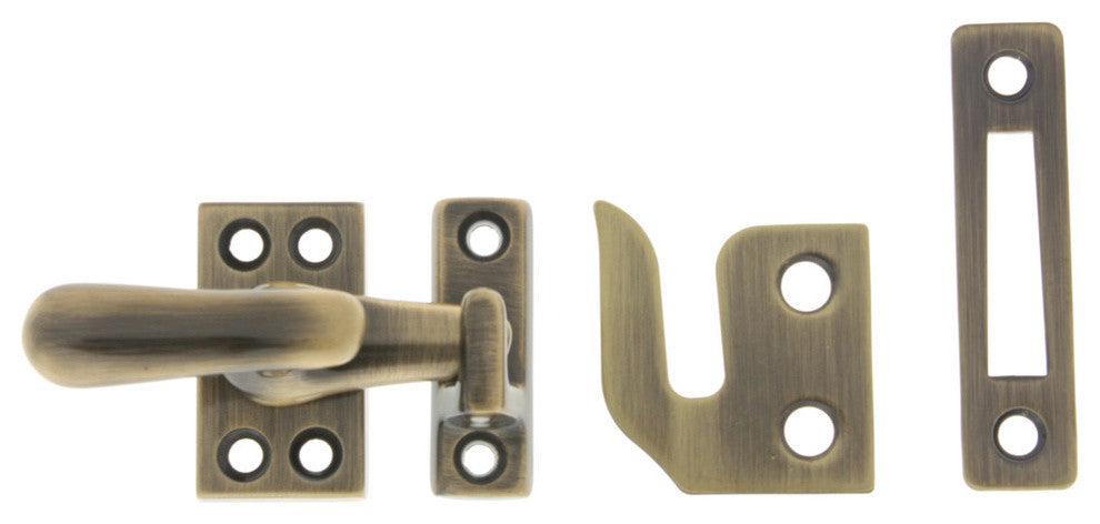 Genuine Solid Brass Small Casement Fastener, Antique Brass