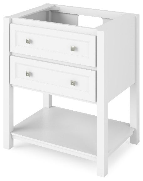 Adler Transitional 30" White Vanity, Steel Grey Cultured Marble Vanity Top