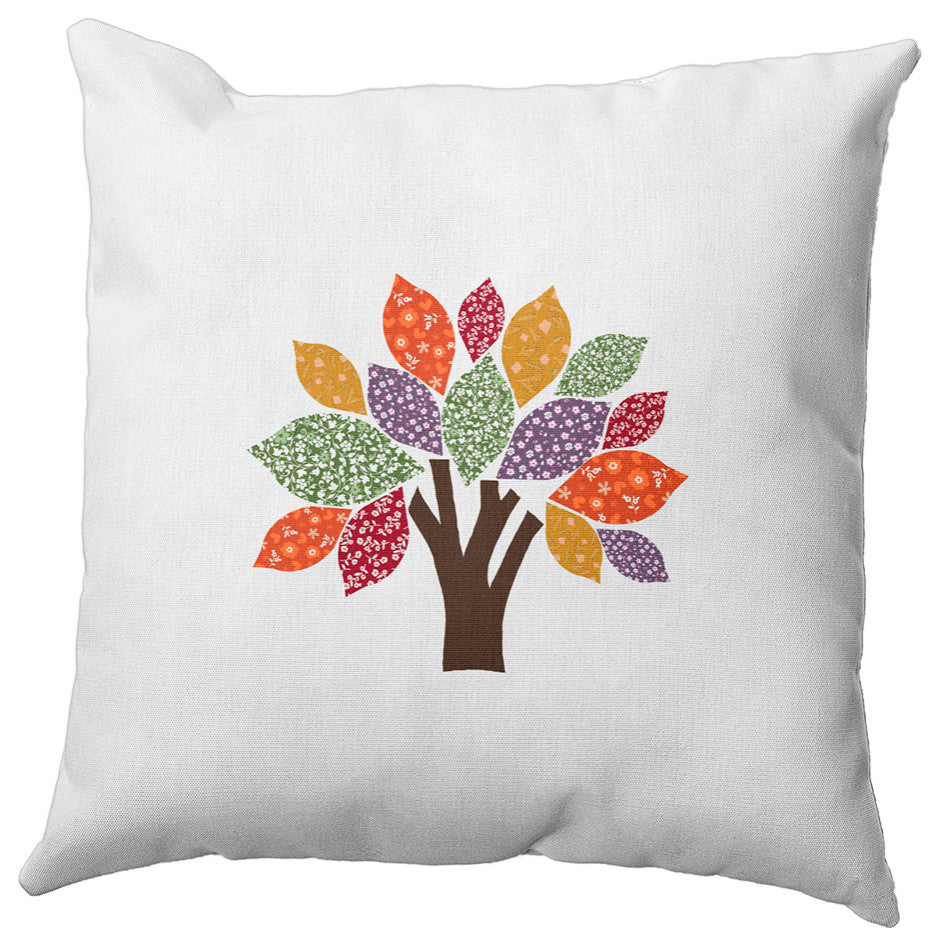 Printed Quilt Tree Accent Pillow, Scallion, 16"x16"