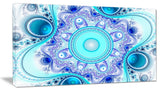 Turquoise Wavy Curves and Circles, Abstract Canvas Art Print, 40x20