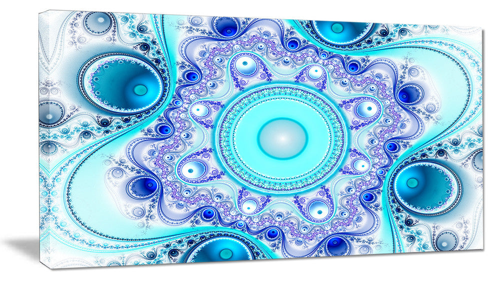 Turquoise Wavy Curves and Circles, Abstract Canvas Art Print, 40x20