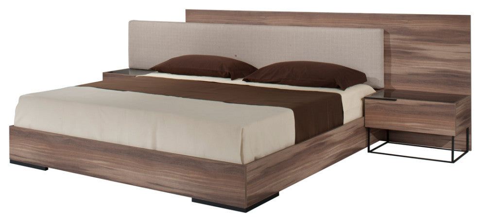 Nova Domus Matteo Italian Modern Walnut and Fabric Bed, Queen