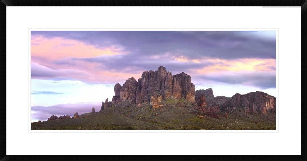 Panoramic view of the Superstition Mountains at sunset, Arizona, 36"x18"