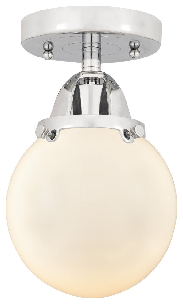 Beacon Semi-Flush Mount, Polished Chrome, Matte White, Matte White