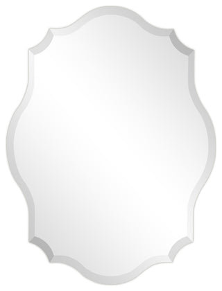 Frameless Beveled Oblong Scalloped Wall Mirror, 1"-Beveled Edge, 24"x32"