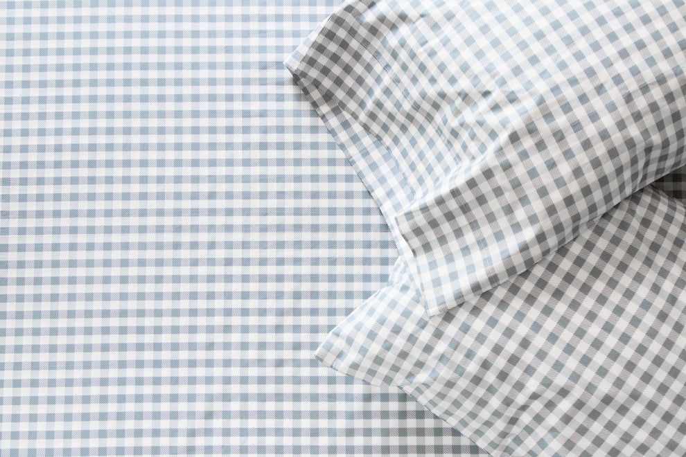 Gingham Plaid Sheet Set, Charcoal, Full