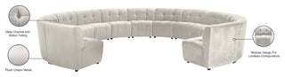 Limitless Velvet Upholstered 13-Piece Modular Sectional, Cream
