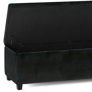 Avalon Extra Large Storage Ottoman Bench, Midnight Black