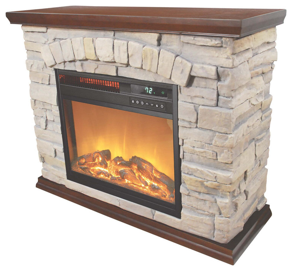 Large Square Infrared Faux Stone Fireplace