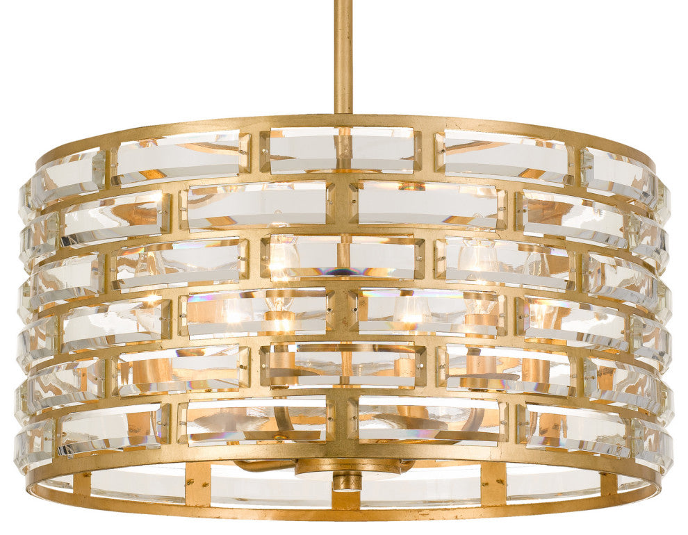 Meridian 6 Light Chandelier in Antique Gold