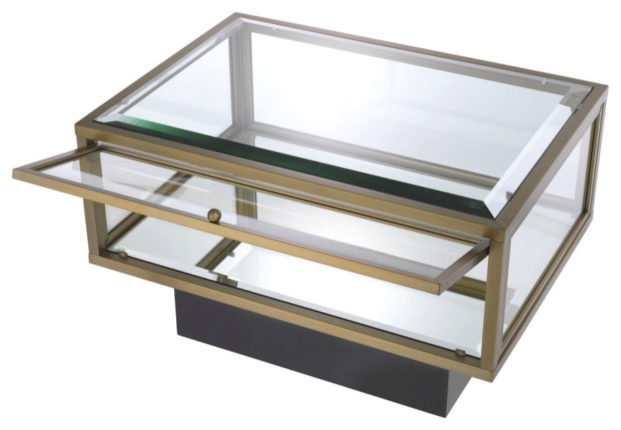 Brass Framed Glass Side Table, Eichholtz Ryan