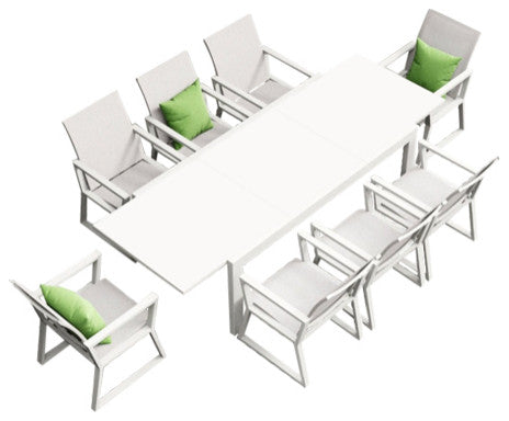 Loma Extension Dining Table Set - White with 8 Nadie Chair