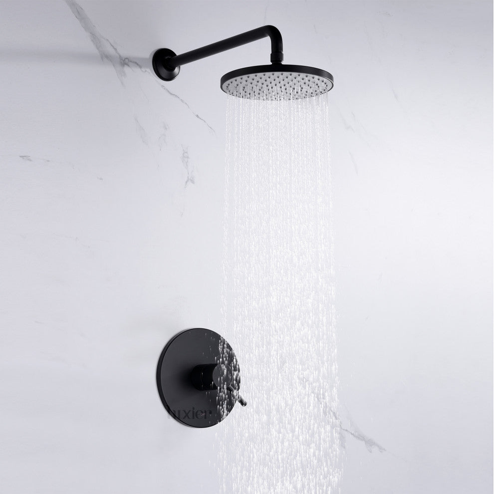 Luxier SS-B01-T Rainfall Shower Faucet Set, Matte Black