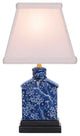 Reverse Blue and White Porcelain Cherry Blossom Tea Caddy Table Lamp 13"